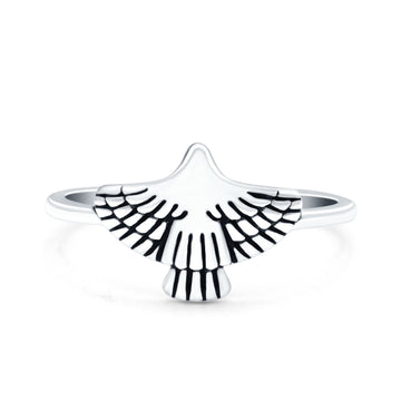 Eagle Oxidized Band Solid 925 Sterling Silver Thumb Ring (10mm)